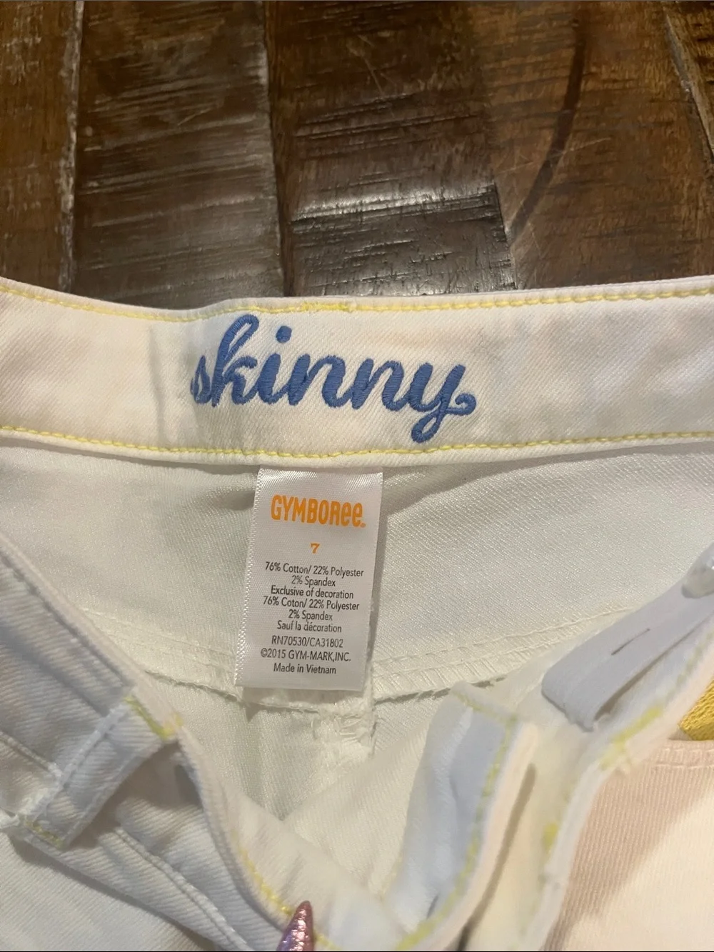 Gymboree White Slim Straight Jeans with Yellow Sun Accent